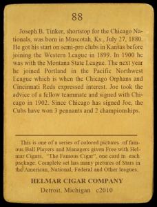 Picture, Helmar Brewing, E145-Helmar Card # 88, Joe TINKER (HOF), Throwing, Chicago Cubs