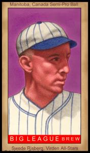 Picture of Helmar Brewing Baseball Card of Swede Risberg, card number 102 from series Famous Athletes