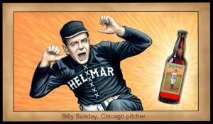 Picture, Helmar Brewing, Famous Athletes Card # 107, Billy Sunday, Yelling, Chicago White Stockings
