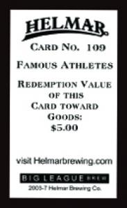 Picture, Helmar Brewing, Famous Athletes Card # 109, Buck Weaver, Portrait, Sorge's Ice Creams