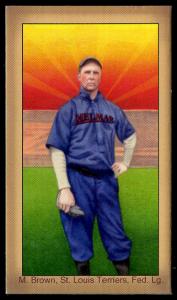 Picture of Helmar Brewing Baseball Card of Mordecai BROWN (HOF), card number 10 from series Famous Athletes