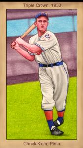 Picture of Helmar Brewing Baseball Card of Chuck KLEIN (HOF), card number 110 from series Famous Athletes