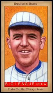 Picture of Helmar Brewing Baseball Card of Eddie Cicotte, card number 111 from series Famous Athletes