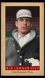 Picture, Helmar Brewing, Famous Athletes Card # 113, Chief BENDER (HOF), Portrait with black sweater, Philadelphia Athletics