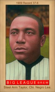 Picture, Helmar Brewing, Famous Athletes Card # 152, Steel Arm Taylor, Portrait, Chicago Americans Negro League