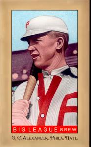 Picture, Helmar Brewing, Famous Athletes Card # 160, Grover Cleveland ALEXANDER (HOF), Bat shoulder; sweater, Philadelphia Phillies