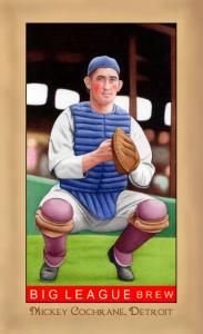 Picture, Helmar Brewing, Famous Athletes Card # 168, Mickey COCHRANE, In crouch, Detroit Tigers