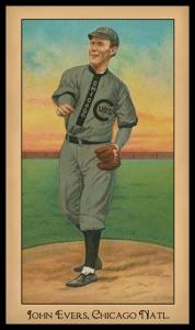 Picture, Helmar Brewing, Famous Athletes Card # 176, Johnny EVERS, On mound throwing & smiling, Chicago Cubs