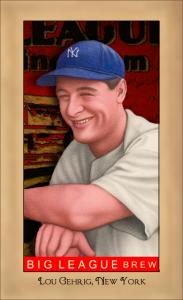 Picture, Helmar Brewing, Famous Athletes Card # 180, Lou GEHRIG, Smiling, elbow on hand, New York Yankees