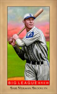 Picture, Helmar Brewing, Famous Athletes Card # 194, Babe Herman, Swinging, Brooklyn Dodgers