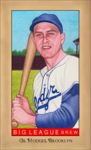 Picture of Helmar Brewing Baseball Card of Gil Hodges, card number 195 from series Famous Athletes