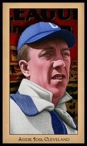 Picture, Helmar Brewing, Famous Athletes Card # 204, Addie JOSS (HOF), Portrait, sign behind, Cleveland Indians