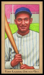 Picture, Helmar Brewing, Famous Athletes Card # 206, Tony LAZZERI (HOF), Portrait, Chicago Cubs