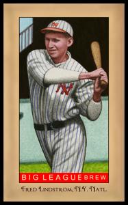 Picture of Helmar Brewing Baseball Card of Fred LINDSTROM (HOF), card number 207 from series Famous Athletes