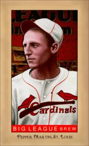 Picture of Helmar Brewing Baseball Card of Pepper Martin, card number 210 from series Famous Athletes