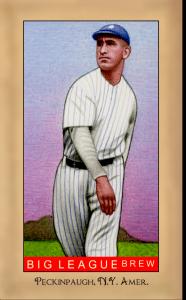 Picture, Helmar Brewing, Famous Athletes Card # 222, Roger Peckinpaugh, Pitching follow through, New York Yankees