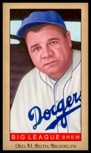 Picture, Helmar Brewing, Famous Athletes Card # 235, Babe RUTH (HOF), Portrait, blue cap, Brooklyn Dodgers
