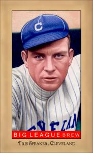 Picture, Helmar Brewing, Famous Athletes Card # 244, Tris SPEAKER (HOF), High collar; tilted cap, Cleveland Indians