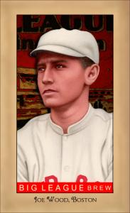 Picture, Helmar Brewing, Famous Athletes Card # 265, Smokey Joe Wood, Portrait, sign behind, Boston Red Sox
