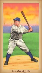 Picture, Helmar Brewing, Famous Athletes Card # 267, Lou GEHRIG, Classic stance, New York Yankees