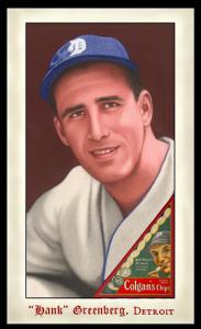 Picture, Helmar Brewing, Famous Athletes Card # 277, Hank GREENBERG (HOF), Portrait, head tilted, Detroit Tigers