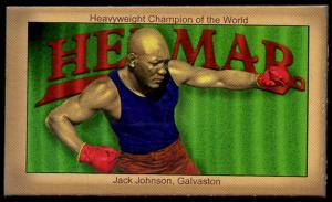 Picture, Helmar Brewing, Famous Athletes Card # 44, Jack JOHNSON (HOF), Extended reach, Boxer