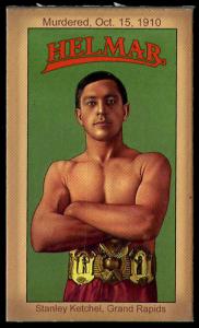 Picture, Helmar Brewing, Famous Athletes Card # 49, Stanley KETCHEL (HOF), Arms folded, Boxer