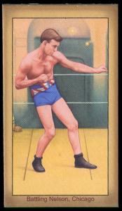 Picture, Helmar Brewing, Famous Athletes Card # 55, Battling Nelson, Full figure boxing, Boxer