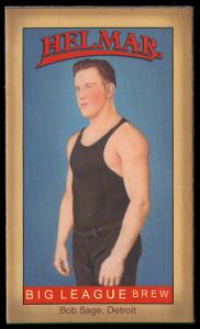 Picture of Helmar Brewing Baseball Card of Bob Sage, card number 63 from series Famous Athletes