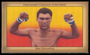 Picture, Helmar Brewing, Famous Athletes Card # 64, Max SCHMELING, Fists up, Boxer