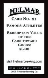 Picture, Helmar Brewing, Famous Athletes Card # 91, Francis 