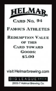 Picture, Helmar Brewing, Famous Athletes Card # 94, Gabby HARTNETT, Bat on shoulder, Chicago Cubs
