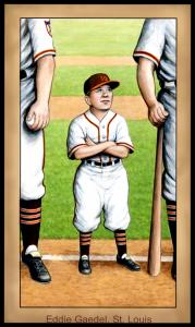 Picture, Helmar Brewing, Famous Athletes Card # 95, Eddie Gaedel, Arms folded, St. Louis Browns