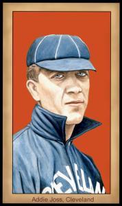 Picture, Helmar Brewing, Famous Athletes Card # 96, Addie JOSS (HOF), Red background, Cleveland Naps