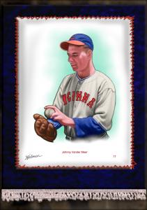 Picture of Helmar Brewing Baseball Card of Johnny Vander Meer, card number 17 from series French Silks Large