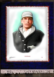 Picture of Helmar Brewing Baseball Card of Chief BENDER (HOF), card number 18 from series French Silks Large