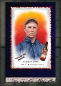Picture of Helmar Brewing Baseball Card of Mordecai BROWN (HOF), card number 1 from series French Silks Small