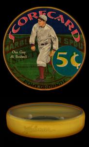 Picture, Helmar Brewing, Getcha Scorecard Series Card # 4, John McGRAW (HOF); Al Bridwell;, Dexterity Hand Puzzle, images two sides, New York Giants
