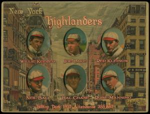 Picture, Helmar Brewing, Helmar 6 Up Die-Cut Card # 29, Willie Keeler (HOF); Joe Lake; Red Kleinow; Neil Ball; Hal Chase; Rube Manning;, AL AMERICAN, New York Highlanders