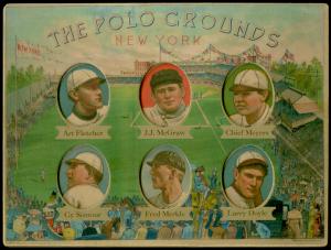 Picture of Helmar Brewing Baseball Card of Art Fletcher, John MCGRAW (HOF), Chief Meyers, Cy Seymour, Fred Merkle & Larry Doyle, card number 65 from series Helmar Die-Cut