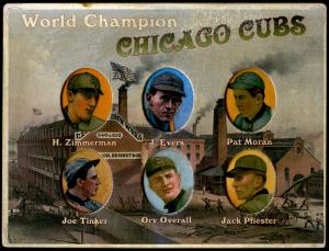 Picture, Helmar Brewing, Helmar 6 Up Die-Cut Card # 68, Heinie Zimmerman; Johnny EVERS (HOF); Pat Moran; Joe TINKER (HOF); Orv Overall; Jack Pfiester;, NL NATIONAL, Chicago Cubs