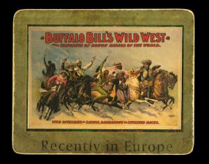 Picture, Helmar Brewing, Helmar Cabinet Card # 36, Barbarous & Civilized Races Savage, Poster style, Buffalo Bill Show
