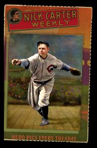 Picture, Helmar Brewing, Helmar Cabinet III Card # 32, Mordecai BROWN (HOF), Arm far forward, on wood, Chicago Cubs
