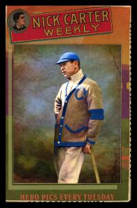 Picture, Helmar Brewing, Helmar Cabinet III Card # 5, Frank CHANCE, Sweater, leaning on bat, Chicago Cubs