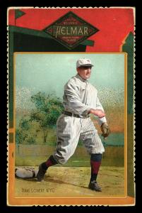 Picture, Helmar Brewing, Helmar Cabinet II Card # 7, Hans Lobert, Throwing, foot on base, New York Giants