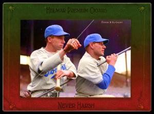 Picture, Helmar Brewing, Helmar Imperial Cabinet Card # 128, Pee Wee REESE, Leo DUROCHER, Watching field, Brooklyn Dodgers