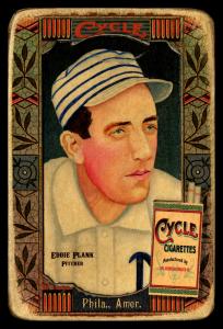 Picture, Helmar Brewing, Helmar Oasis Card # 125, Eddie PLANK (HOF), Striped cap, white uniform, Philadelphia Athletics
