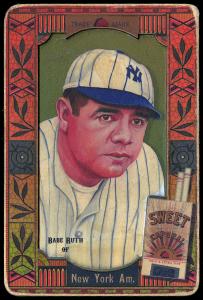 Picture, Helmar Brewing, Helmar Oasis Card # 194, Babe RUTH (HOF), White cap with blue stripes, New York Yankees