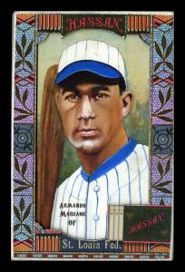 Picture, Helmar Brewing, Helmar Oasis Card # 441, Armando MARSANS (Cuban HOF), Forest Behind, St. Louis Terriers