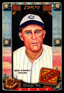 Picture, Helmar Brewing, Helmar Oasis Card # 81, Harry Steinfeldt, White uniform with stripes, Chicago Cubs